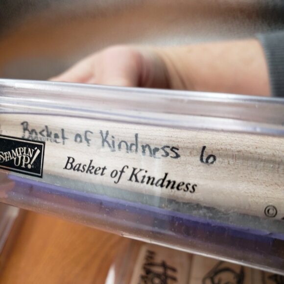 Stampin Up Basket of Kindness Set of 6 Purple Rubber Wood-Mounted Stamps Garden - Picture 7 of 8